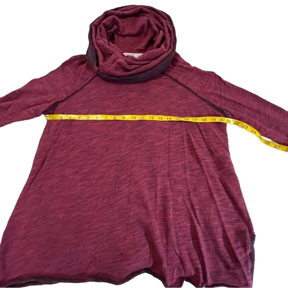 FREE PEOPLE BEACH Cowl Neck Cocoon Pullover Tee Sweater OS Burgundy Red funnel - Picture 6 of 11